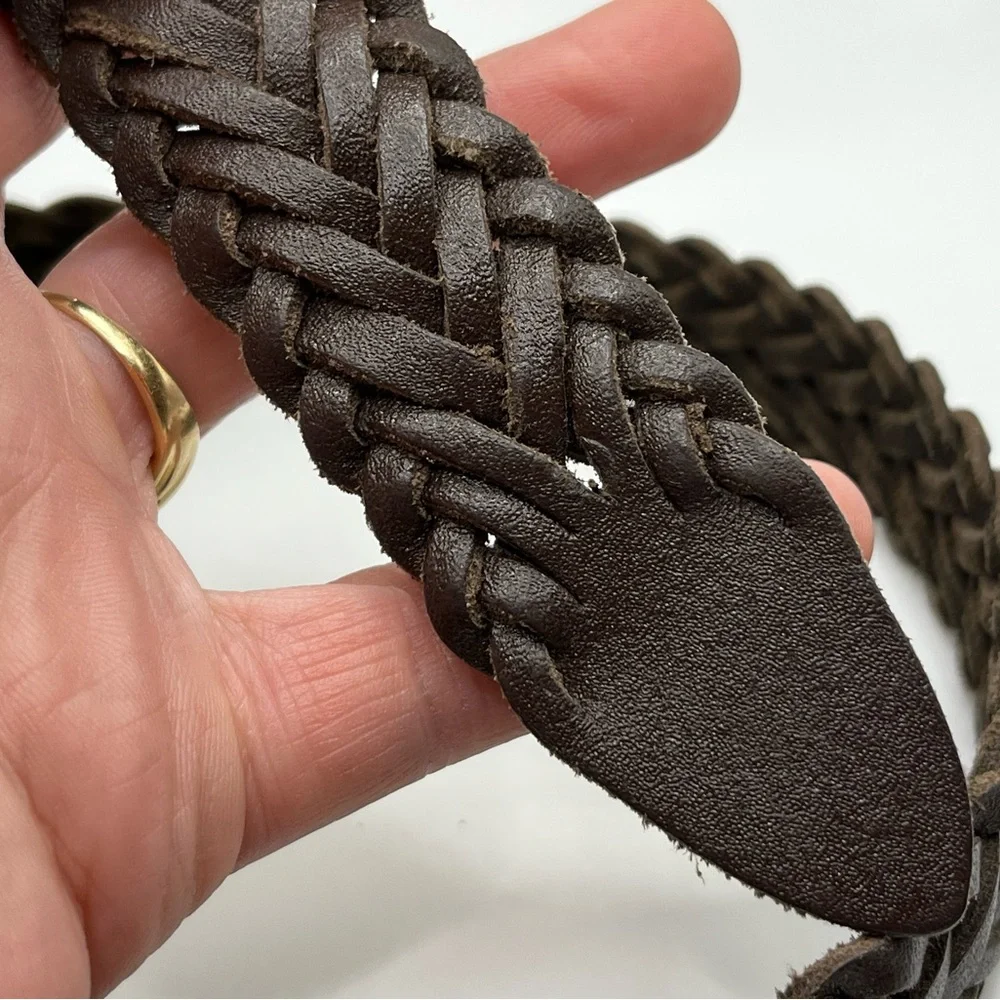 Capezlo vintage ML woven braided dark brown leather belt women boho western #5